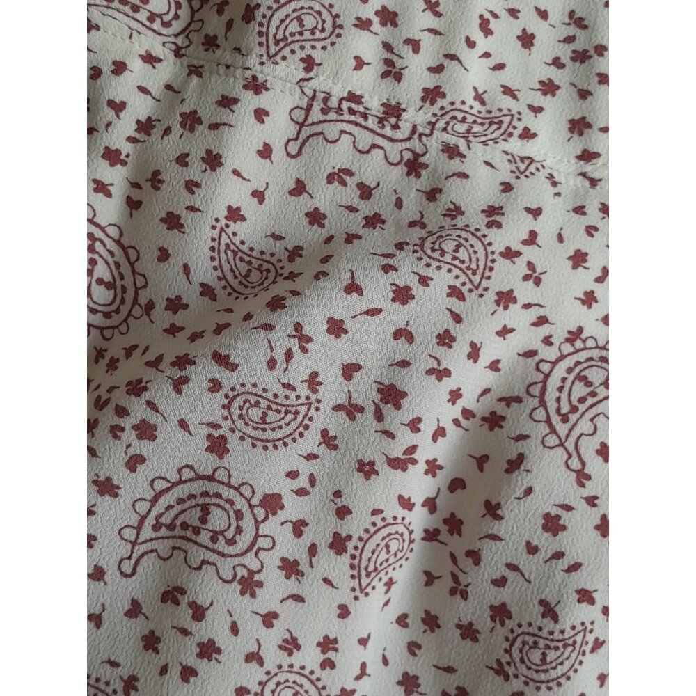 Abercrombie Fitch Sz Large Paisely Print Casual Lightweight Wrap Dress Red/White - Picture 6 of 11